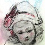 Outdoor Sketch, Little Girl With Red Flower On Hat by Michelle R