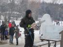 Ice Carver, Doug Wedel, working on an icy walrus.